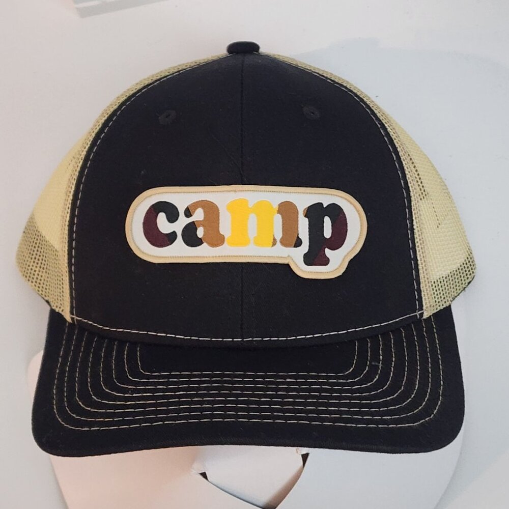 camp Black/Vegas Gold Mesh Snapback Trucker Hat